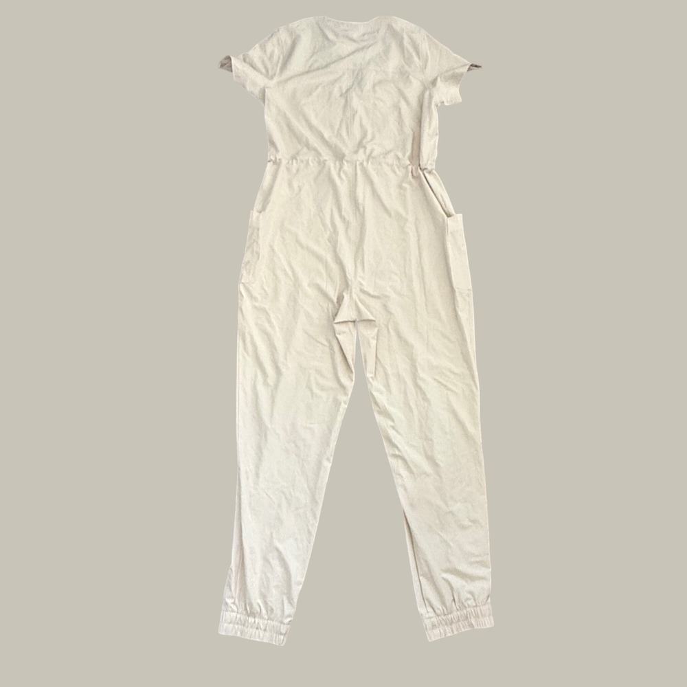 Old Navy Womens StretchTech Utility Jumpsuit Beige Short Sleeve Tall Medium - Picture 3 of 12